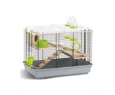Panama Pet Laikina graužikų narvelis, PINO NATURA, su mediniais elementais, pilkas, 45 x 27 x 34 cm