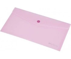 Aplankas-vokas Panta Plast, Focus, DL 110x220mm, horizontalus, su spaustuku, rožinės spalvos