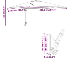 Sodo skėtis Juoda 248,5 x 247,5 x 160 cm Poliesteris ir plienas
