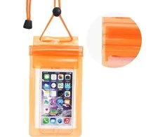 Oem Atsparus vandeniui bag for mobile phone with zipper closing oranžinis