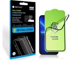 LCD apsauginis stikliukas Bestsuit Flexible Hybrid Glass 5D Samsung A336 A33 5G pritaikytas dėklui juodas