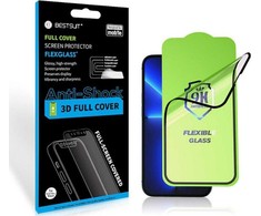 LCD apsauginis stikliukas Bestsuit Flexible Hybrid Glass 5D Samsung A536 A53 5G pritaikytas dėklui juodas