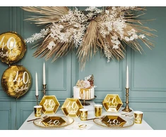 Party Deco Popierinės lėkštutės auksinės "40 gimtadienis" 6vnt