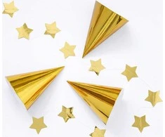 Party Deco Gimtadienio kepuraitės auksinės 16cm 6 vnt