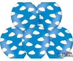 Party Deco Balionai mėlyni "Debesys" 30cm 6 vnt