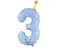 Party Deco PartyDeco Balon fol.Cyfra 3 86cm nieb.FB411T-3 36313