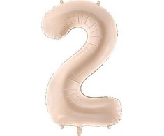 PartyDeco Folinis balionas skaičius 2, kreminis 72cm