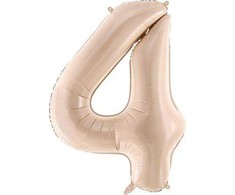 PartyDeco Folinis balionas skaičius 4, kreminis 72cm