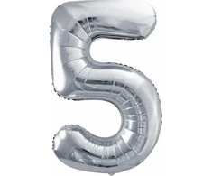 Party Deco Balionas folinis skaičius 5 sidabrinis 72cm