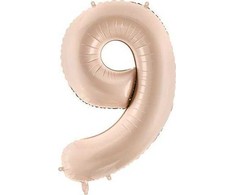 PartyDeco Folinis balionas skaičius 9, kreminis 72cm