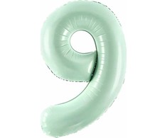 PartyDeco Folinis balionas skaičius 9, žalsvas 72cm