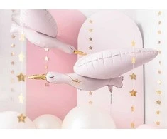 Party Deco Folinis balionas "Gandras" 103&amp;60cm rausvas