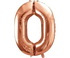 PartyDeco Balionas folinis skaičius 0 rausvas 86cm