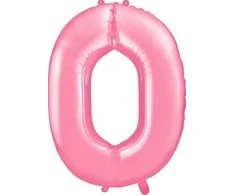 PartyDeco Folinis balionas "0" rožinis, 86 cm