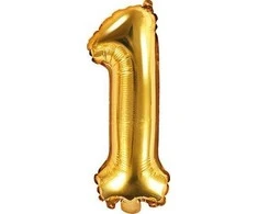 Party Deco Balionas folinis skaičius 1 auksinis 35cm