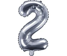 Party Deco Balionas folinis skaičius 2 sidabrinis 35cm