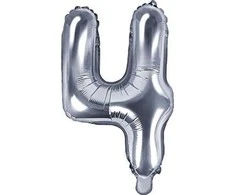 Party Deco Balionas folinis skaičius 4 sidabrinis 35cm