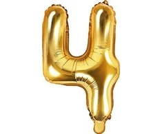 Party Deco Balionas folinis skaičius 4 auksinis 35cm