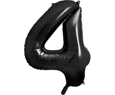 PartyDeco Folinis balionas "4" juodas, 86 cm
