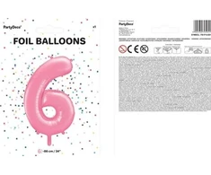 Party Deco PartyDeco Folinis balionas "6" rožinis, 86 cm