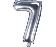 Party Deco Balionas folinis skaičius 7 sidabrinis 35cm