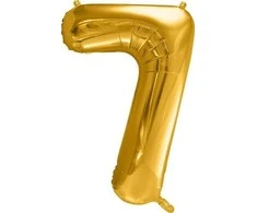 PartyDeco Balionas folinis skaičius 7 auksinis 86cm
