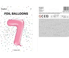 Party Deco PartyDeco Folinis balionas "7" rožinis, 86 cm