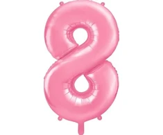 PartyDeco Folinis balionas "8" rožinis, 86 cm