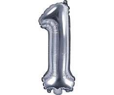 Party Deco Balionas folinis skaičius 1 sidabrinis 35cm