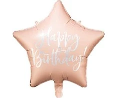 Party Deco Folinis balionas "Happy birthday" 40cm rausvas