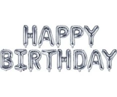 Party Deco Folinis balionas "Happy birthday" sidabrinis 340x35cm