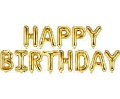 Party Deco Folinis balionas "Happy birthday" auksinis 340x35cm