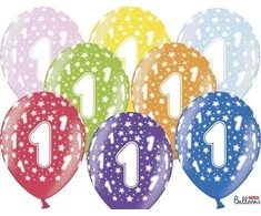 Party Deco PartyDeco Balony 30cm 1-ojo gimtadienio metalo spalvų mišinys A50 91794