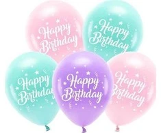Party Deco Balionų rinkinys "Happy Birthday" 26cm 5 vnt