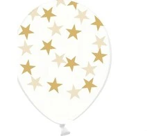 Party Deco Balionai "Permatomos žvaigždutės" (6vnt)