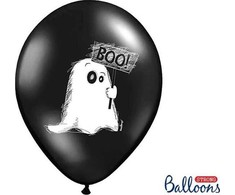 PartyDeco Party Deco Balony na Halloween, Duszek, juoda, 30 cm, 50 vnt. universalus