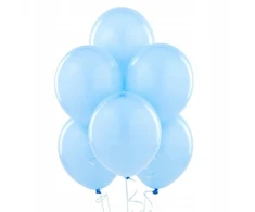 PartyDeco Stiprūs balionai melsvi "Baby Boy" 30 cm, 50vnt
