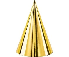 Party Deco Gimtadienio kepuraitės auksinės 16cm 6 vnt