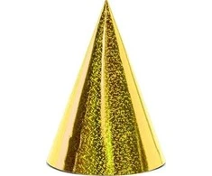 Party Deco Gimtadienio kepuraitės auksinės blizgios 16cm 6 vnt