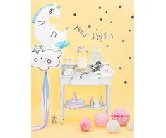 Party Deco Gimtadienio kepuraitės sidabrinės blizgios 16cm 6 vnt