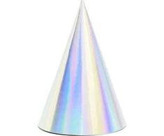 Party Deco Gimtadienio kepuraitės sidabrinės 16cm 6 vnt