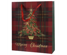 Party Deco Gift bag Decoris Tree. 10 cm x 32 cm x 26 cm. žalias