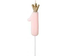 Party Deco Gimtadienio žvakutė nr 1 rausva 9.5cm