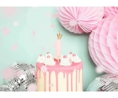 Party Deco Gimtadienio žvakutė nr 1 rausva 9.5cm