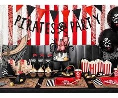 PartyDeco Dėžutės popcorn "Piratų vakarėlis" 6 vnt 7*7*12,5cm