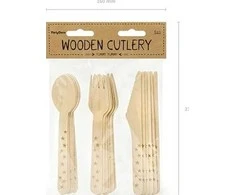 Party Deco Mediniai įrankiai komplektas su žvaigždutėmis 16cm po 6 vnt