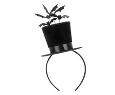 Party Deco Cilindro formos kepurė su šikšnosparniais 19x26cm juoda