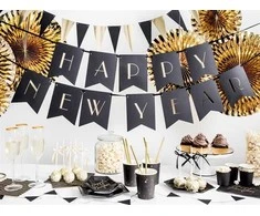 Party Deco Popierinės lėkštutės juodos "Lets celebrate" 6vnt