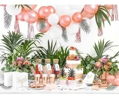 Party Deco Popierinės lėkštutės rausvos blizgios 6 vnt