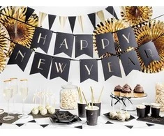 Party Deco Popierinės lėkštutės juodos "Lets celebrate" 6vnt